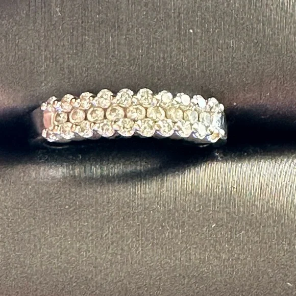 Diamond & Silver 14 K  gold engagement Ring - Picture 9 of 10